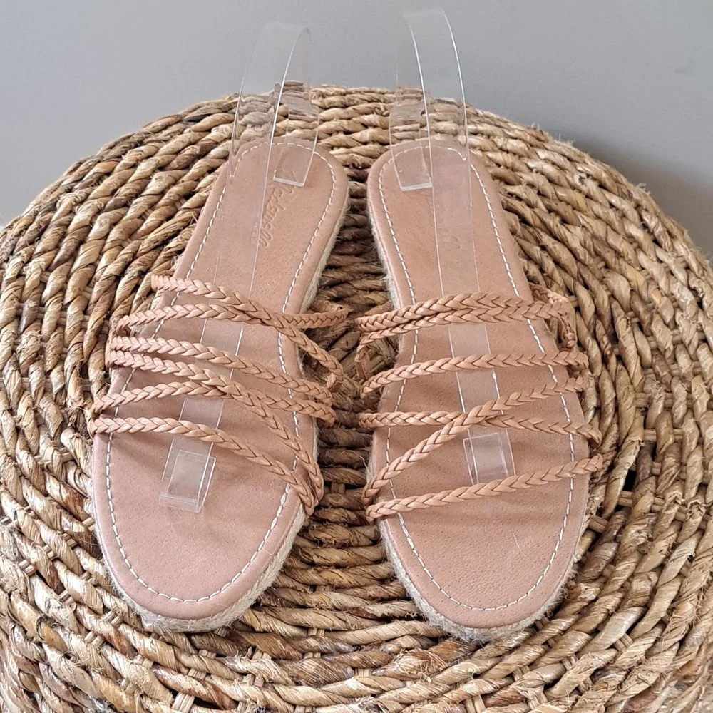 NWOT Madewell Womens Kathryn Slip On Espadrille Sandals‎ Tan Leather Size 9.5